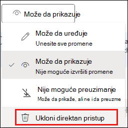 Snimak ekrana dozvola za deljenje sa istaknutom stavkom 