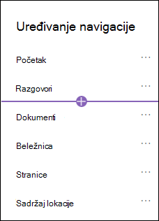 Dodavanje prozora za navigaciju sa izabranom opcijom veze.