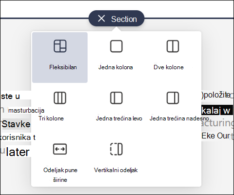 Novi odeljak okvir sa alatkama sa fleksibilnim odeljkom