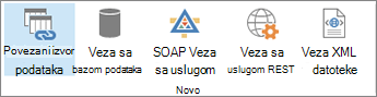 Nova dugmad opcije za povezivanje sa podacima