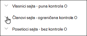 Lista nivoa dozvola lokacije.
