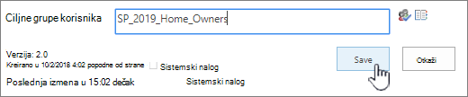 Dodavanje ciljnih grupa korisnika
