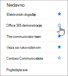 Kliknite na prazni početak pored sajta da biste ga pratili.