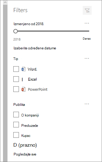 Okno filtera dokumenta