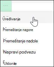 Uređivanje veze u meniju sa leve strane