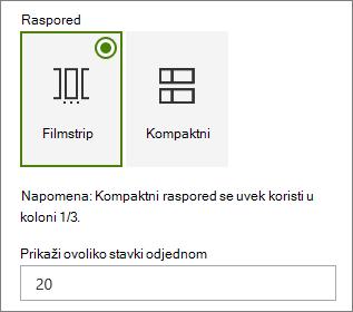 Izbor rasporeda u oknu svojstava veb segmenta događaja.