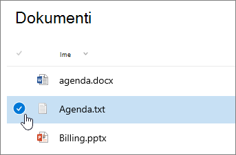 Document being highlighted with cursor over check box