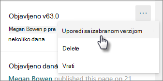 Uporedi sa izabranom verzijom