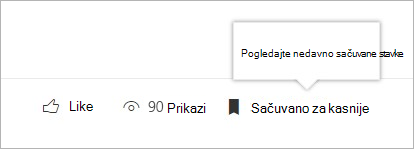 kliknite da biste videli tablu nedavno sačuvanih stavki