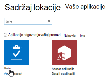 Otkucajte zadatak u polju za pretragu, a zatim izaberite zadatak