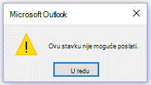 Microsoft Outlook poruka o grešci, Ovaj put nije moguće poslati.