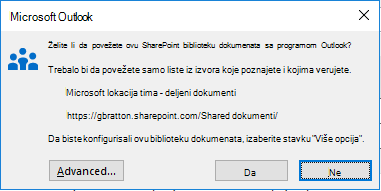 Povezivanje sa SharePoint bibliotekom dokumenata