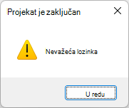 Snimak ekrana greške 