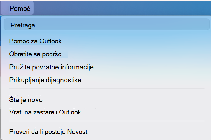 Preklopnik za nove Outlook opcije