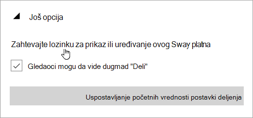 Snimak ekrana menija „Više opcija“