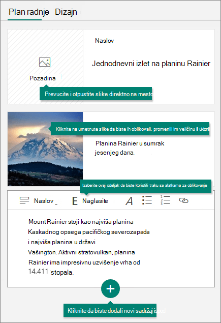 Kartica sa Sway planom radnje.