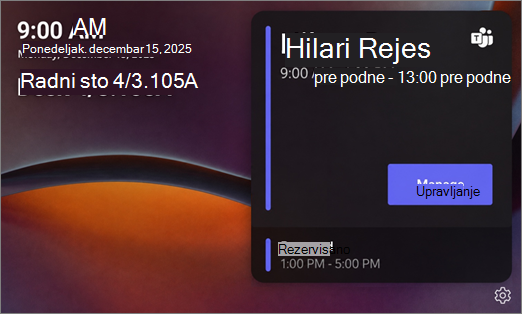 Desk Hub screen showing reserved