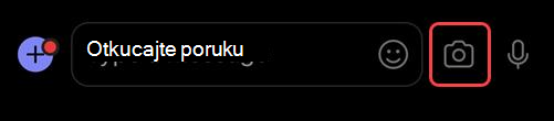 Pristupite kameri tako što ćete dodirnuti sliku desno od okvira za sastavljanje poruke.