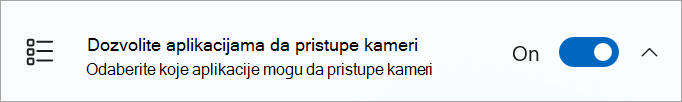 U postavkama Windows uređaja je uključeno preklopnik deljenja kamere.
