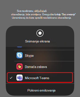 U operativnom sistemu iOS izaberite stavku 
