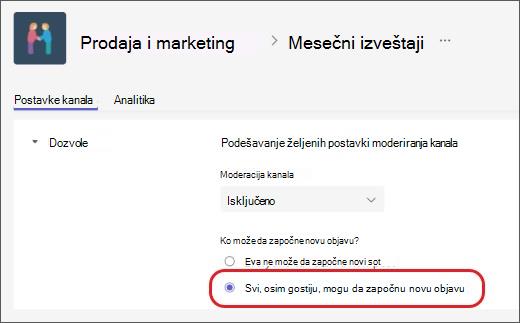 moderacija kanala Isključite goste