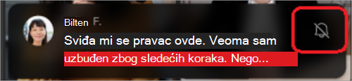 Slika koja prikazuje ekran mobilnog uređaja sa pregledačem odloženog ćaskanja na dnu.
