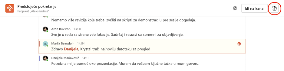 Pristupite funkciji Copilot iz sveobuhvatnog prikaza kanala