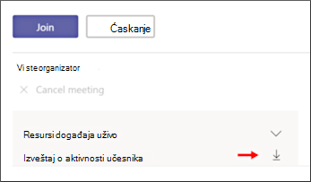 Preuzmi ekran za izveštaj o aktivnosti učesnika