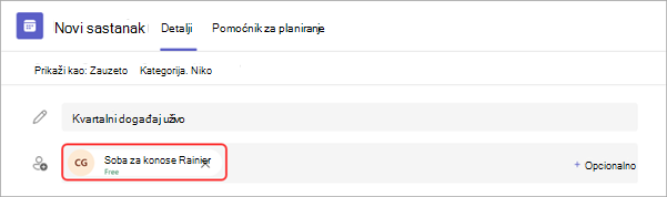 Snimak ekrana koji prikazuje kako da povežete MTR sa događajem uživo u usluzi Teams.