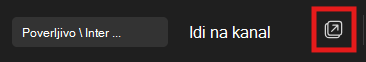 Snimak ekrana koji prikazuje ikonu koja vam omogućava da iskočite razgovor na kanalu.