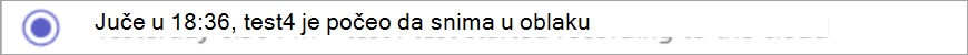 Snimak ekrana obaveštenja o početku snimanja.
