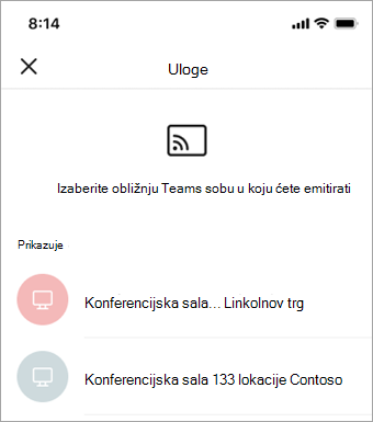 Izbor dostupnog ekrana