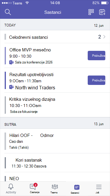Predstojeći sastanci