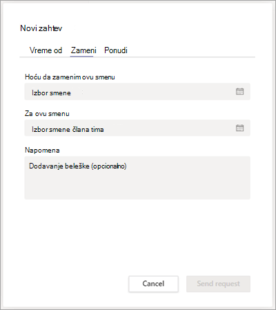 Zamenite smenu sa saradnikom u aplikaciji Smene.
