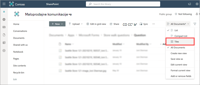 Snimak ekrana koji prikazuje opciju 