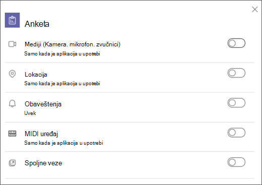 Uključi/isključi postavke funkcije