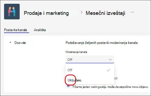 Uključite moderaciju kanala