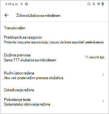 Voki-toki Prebacivanje na režim razgovora