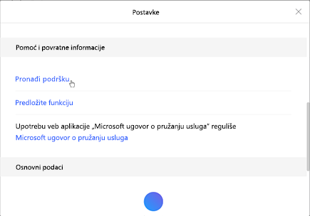 Veb postavke aplikacije Microsoft To-Do sa opcijom 