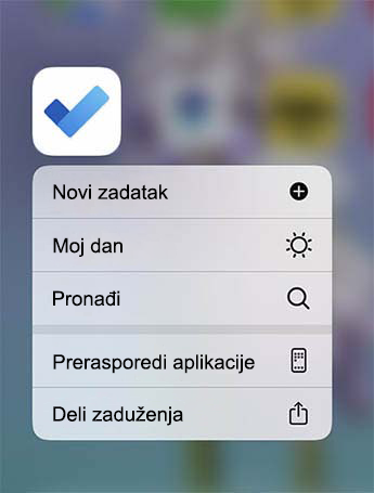 Meni Radnja sa brzim pristupom 