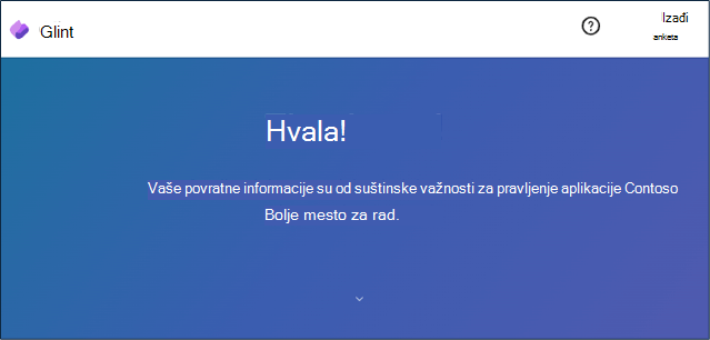 Viva Glint survey Thank You message