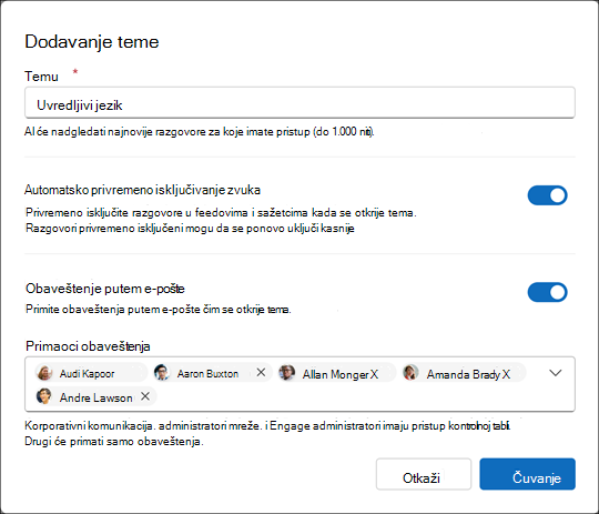Kreirajte novu temu za moderatorskog agenta koji koristi veštačku inteligenciju. Odaberite frazu koja izražava potrebu za traženjem kategorije pojava.