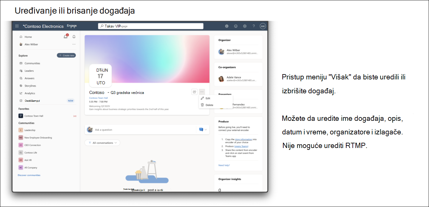 Uredite ili izbrišite događaj.