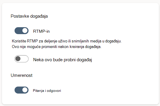 Postavke protokola razmene poruka u realnom vremenu