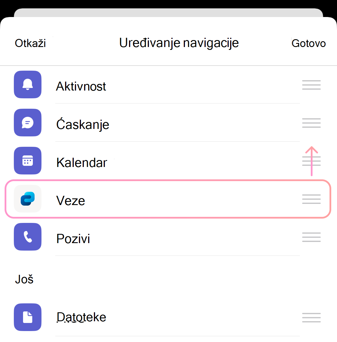 Snimak ekrana koji prikazuje ikonu usluge Viva Connections koja se reorganizuje na mobilnom uređaju ili tabletu.