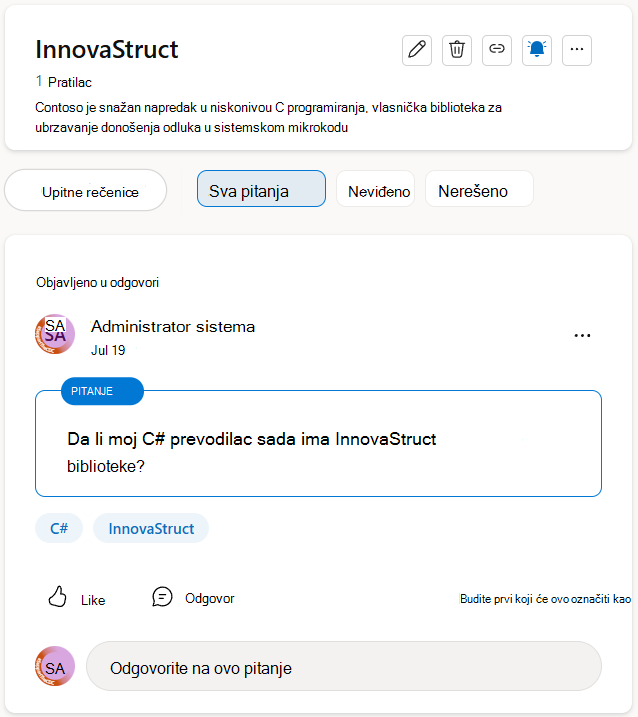 Možete da birate između pitanja koja još uvek nisu prikazana ili na koja nema odgovore