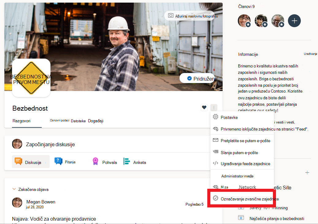 Slika menija sa markiranom opcijom 