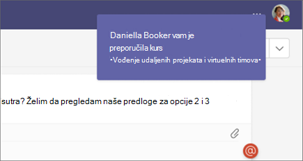 Korisnici dobijaju Teams obaveštenje kada im se preporuči učenje