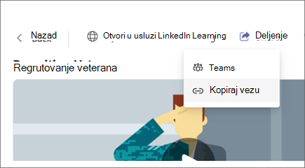 Snimak ekrana usluge Viva Learning koji ističe dugme 