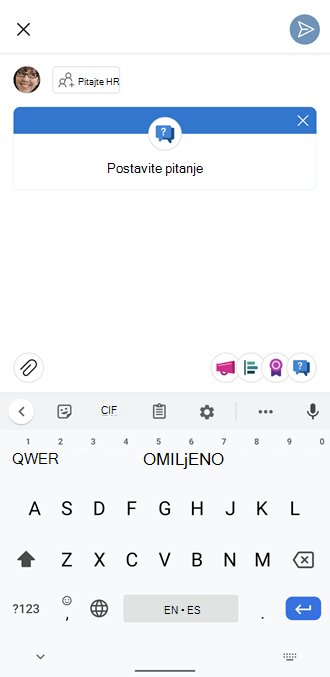 Yammer pitanja i odgovori na Android mobilnom telefonu